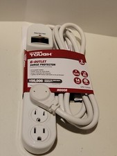Hyper Tough 6 Outlet 6ft Surge 900-Joule Protection with Glossy White