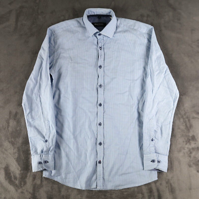 Pierre Balmain Paris Mens Dress Shirt S 37-38 Polka Dot Long Sleeve Button Up