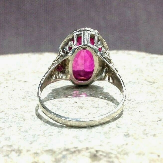Vintage Man-Made Pink Ruby & Tri-Color 10K Gold Ladie… - Gem