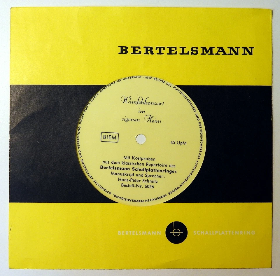 Wunschkonzert im eigenen Heim - Bertelsmann 6056 - Gelbe Flexi Disc - NM! (55) - Bild 2 von 4