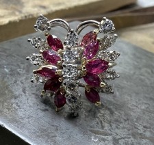 14k White Gold Butterfly Ring, 7.6 Grams, 14k, Size 4.5 US