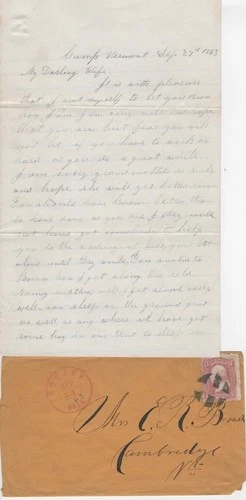 1863, Edwin Brush, surgeon, Vermont 2nd Infantry, letter re: troop movements