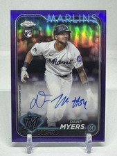 Dane Myers 2024 Topps Chrome Rookie Card Purple Auto #d/250 #RA-DMY RC Marlins