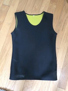 Neoprene Sauna Vest Unisex Black/Green Sleeveless Scoop Neck Solid Activewear