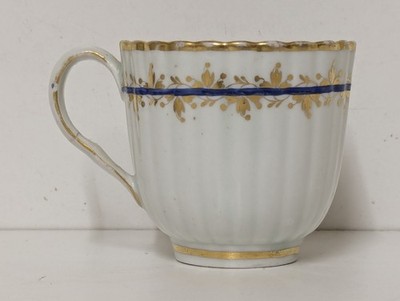 Antike Ende 1790er Georgian Chamberlains Worcester Porzellan kannelierte Kaffeetasse
