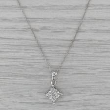 0.25ctw Princess Diamond Pendant Necklace 10k White Gold 16" Rope Chain