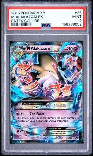 POKEMON M ALAKAZAM EX 26/124 X&Y FATES COLLIDE HALF ART 2016 PSA 9