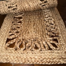 Jute Natural Fiber Table Runner Boho Chic Coastal Cottage Farmhouse 48  X 14  