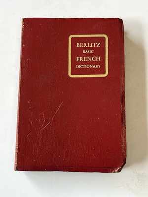 Vintage Berlitz Basic French Dictionary 1957 Faux Leather Cover Red Smaller
