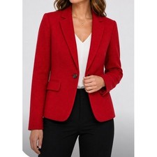 Tahari Arthur S. Levine Red Textured Single Button Blazer Jacket Size 4