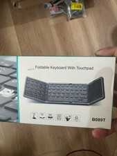Foldable Keyboard Touchpad B089T Dark Gray Tri-Fold Open Box