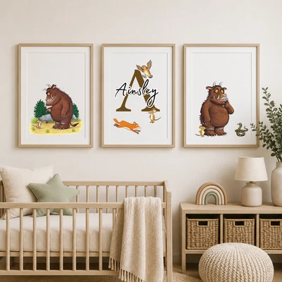 Set of 3 Personalised Gruffalo Nursery Prints Kids Bedroom Wall Art A4 A3 #3008 - Image 1 of 4