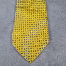 Gitman Brothers Mens Silk Tie Yellow Geometric Pattern 60" x 3.75"