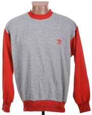 ADIDAS VINTAGE SWEAT TOP 1980S GREY SIZE M ADULT