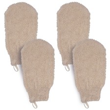 4 Pack Natural Exfoliating Cotton Bath Mitt Shower Gloves Loofah Washcloth ...