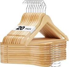 Premium Wooden Hangers – Heavy-Duty with Non-Slip Bar for Suits, Coats & Dresses