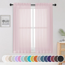 Light Pink Sheer Curtains 63 Inch Length 2 Panels Set for Living Room/Bedroom, R