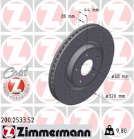 2X Zimmermann Bremsscheibe Sport Z 200.2533.52 FüR Nissan Renault Koleos 2 Blue