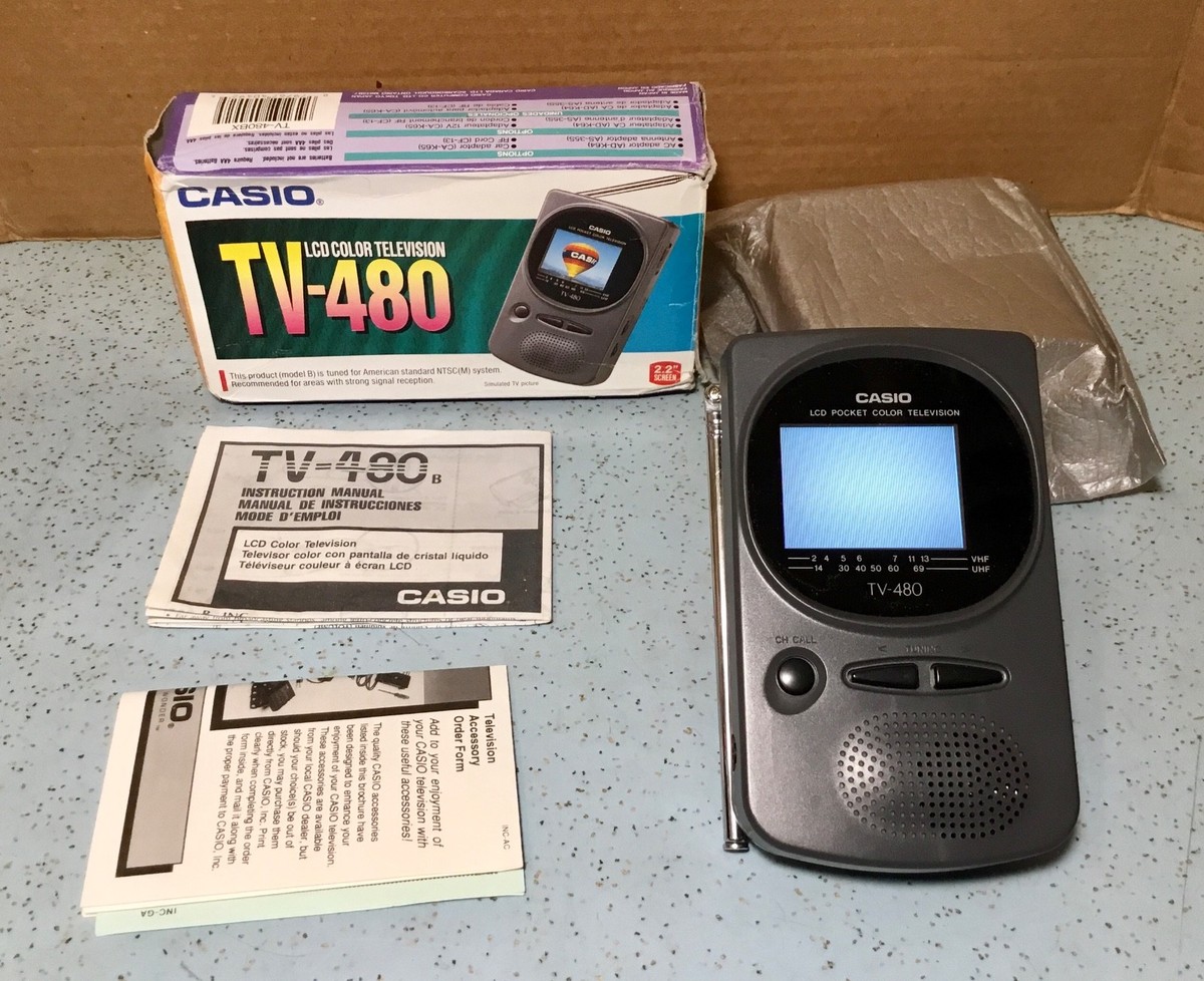 Casio Tv-480 LCD Pocket Color Television Analog Vintage W3 for