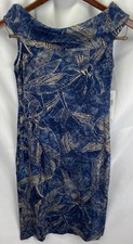 Ralph Lauren Women’s Small NWT Indigo And Tan off the shoulder Cotton Dress