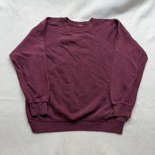 Vintage 70  s Blank Raglan Sweatshirt M Maroon Burgundy Cotton Blend
