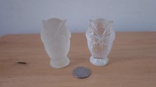 Vintage Fostoria Glass Owl Figurines, Frosted & Clear, Textured