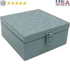 Rustic Vintage Metal Stash Box Decorative Storage Jewelry Photos Collectibles US