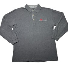 Vintage Burberrys of London Polo Shirt M Gray Nova Check Collar Knight Logo 90s