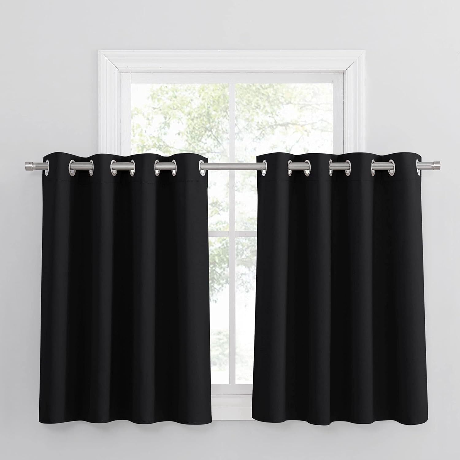 PONY DANCE Short Curtain Tier for Halloween Decoration Small Blackout Window Tr