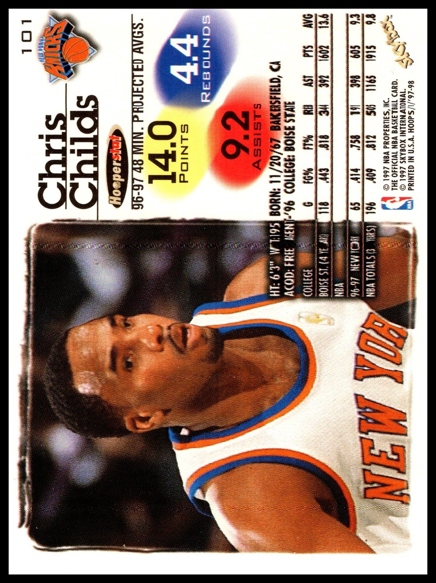 1997 Chris Childs Skybox NBA Hoops BASKETBALL #101 New York Knicks