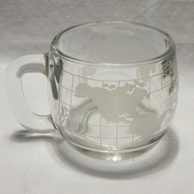 Nestle World Globe Frosted Glass Coffee Mug Cup