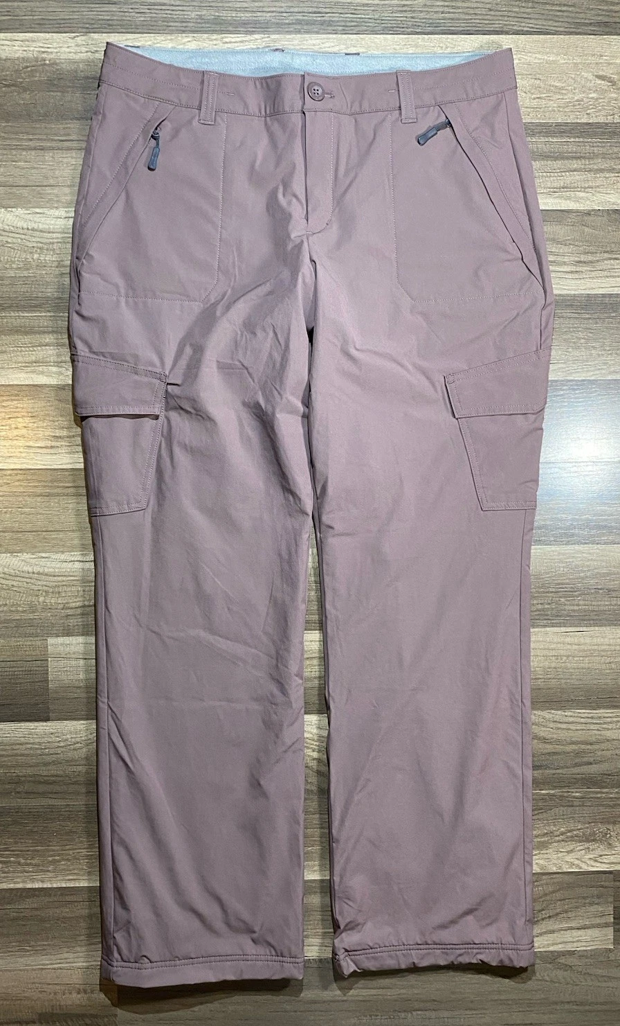 Eddie Bauer Hiking Pants Womens 14 Mauve Polar Fleece Lined Cargo Hiking Utility