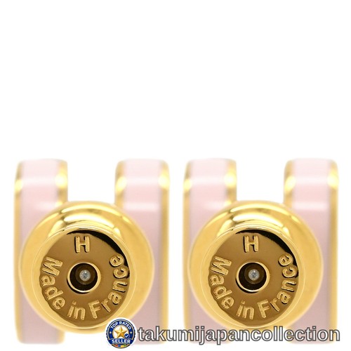 Hermes Pop H Mini Earrings Enamel Rose Gold Pink #M-1967