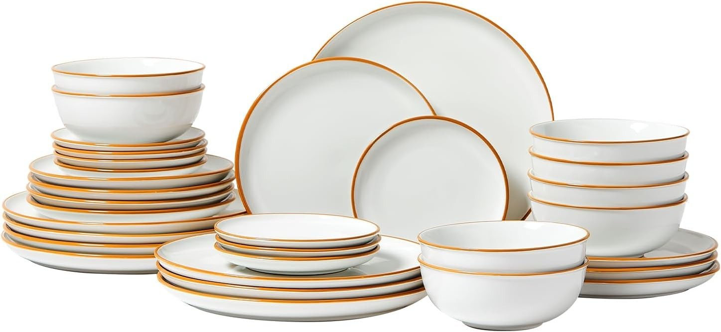 Elegant 32-Piece Ceramic Dinnerware Set for 8 &ndash; Dishwasher and Microwave Safe
