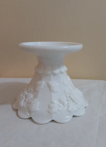1960s Milk Glass Westmoreland Punch Bowl Base Stand Grapes Vintage Table Decor