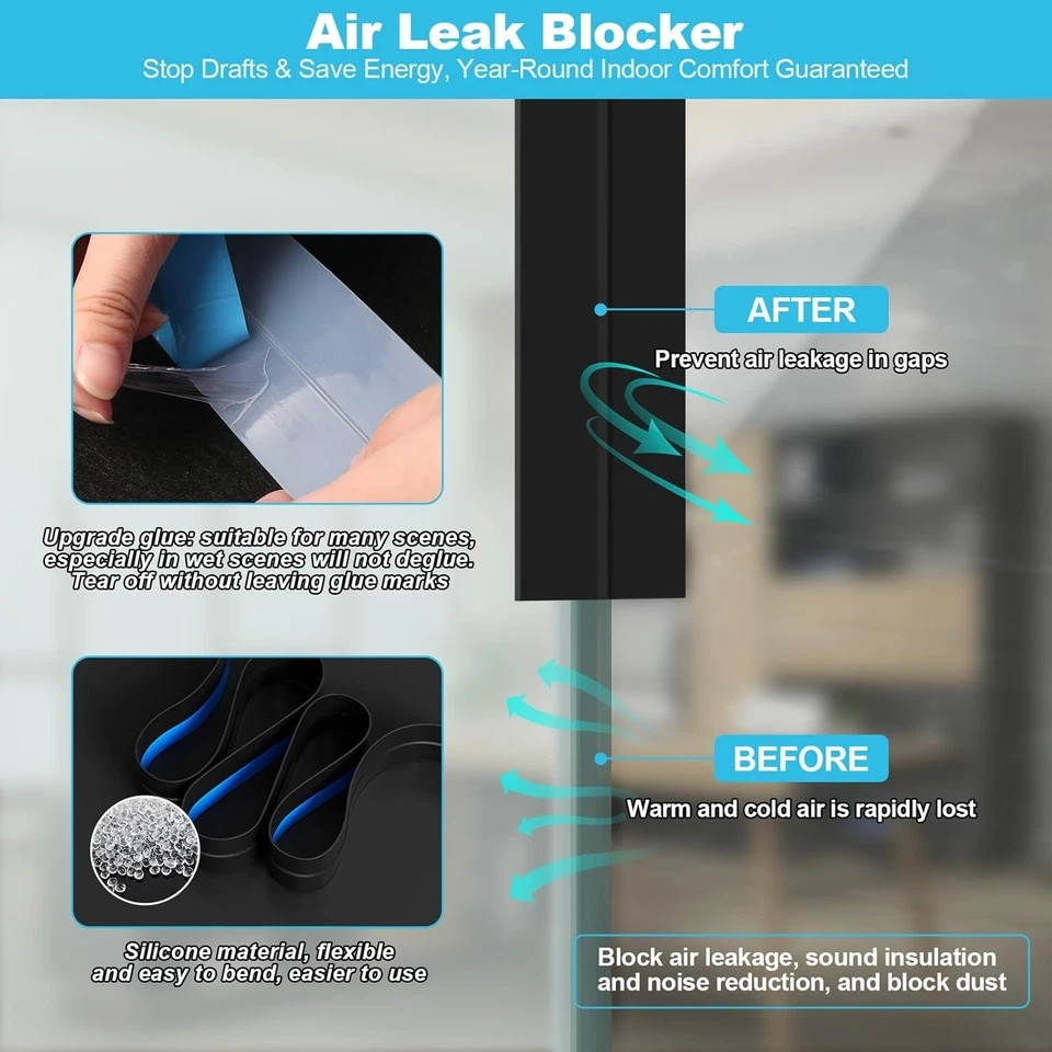 Silicone Weather Stripping Door Seal - 20ft Draft Stopper for Gaps and Frames