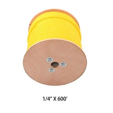 1/4" x 600' Yellow Twisted Polypropylene Rope Heavy Duty Poly Ropes For Outdoor
