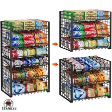Heavy-Duty Stackable Can Dispenser - Adjustable 3-Tier Pantry Organizer, 2 Pack