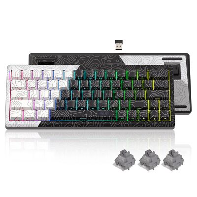 Womier Q61 60% Percent Keyboard with QMK/VIA Topographic Gaming Keyboard, Wir...