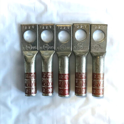 Lot of 5: Izzy i2-38 Ring Terminals Lugs for #2 AWG Wire with 3/8'' Bolt/Stud UL
