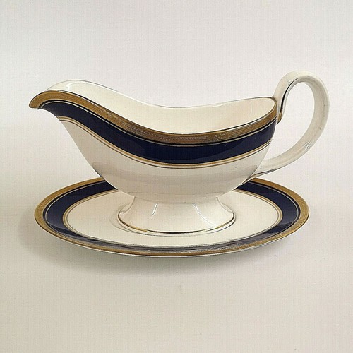 Royal Worcester Empire blaue Sauciere und Ständer kobalt und vergoldet Vintage - Bild 12 von 12