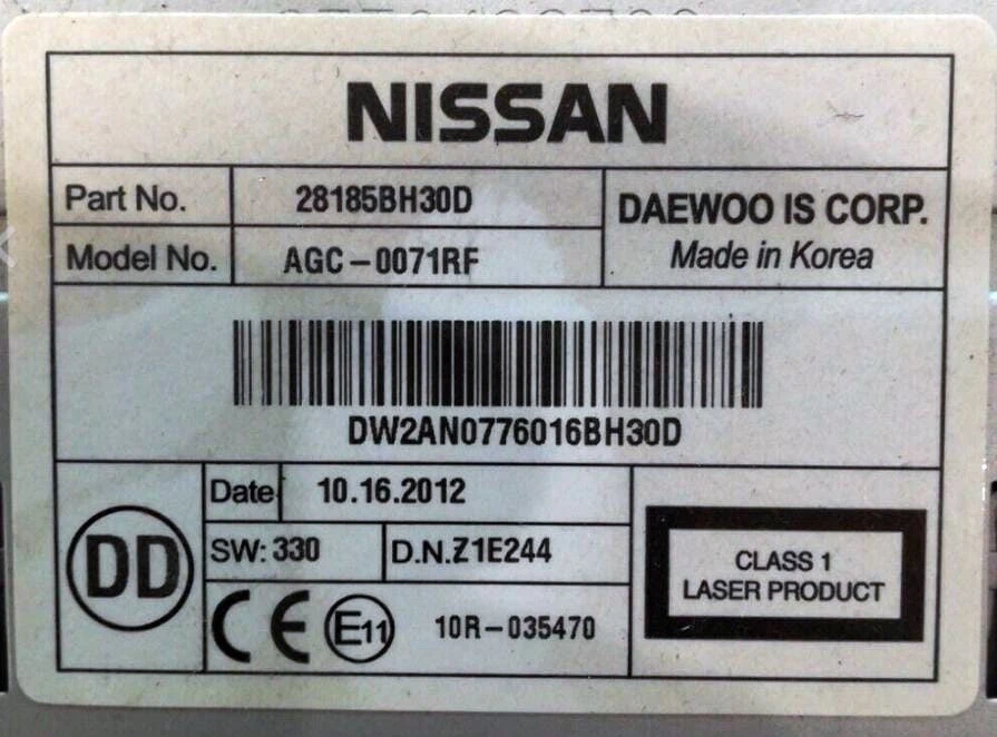 Radio Code für Nissan Micra Qashquai Note Juke Connectez Almera Daewoo Pin Code - Bild 4 von 4