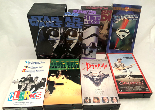 VHS lot STAR WARS TRILOGY THX 1995 crossroads CLERKS superman DRACULA vista club