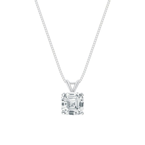 IGI F/VS 3 Ct Asscher Lab Created Grown Diamond Pendant Necklace 14K White Gold - Picture 1 of 3
