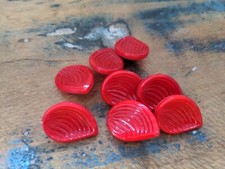 &hearts;Nr.13- 8 St&uuml;ck alte Glaskn&ouml;pfe rote Bl&auml;tter 27x 20 mm&hearts;