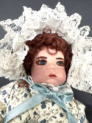 Homemade Doll Ceramic Head Hands Soft Body Floral Night Clothes Slippers  1990s