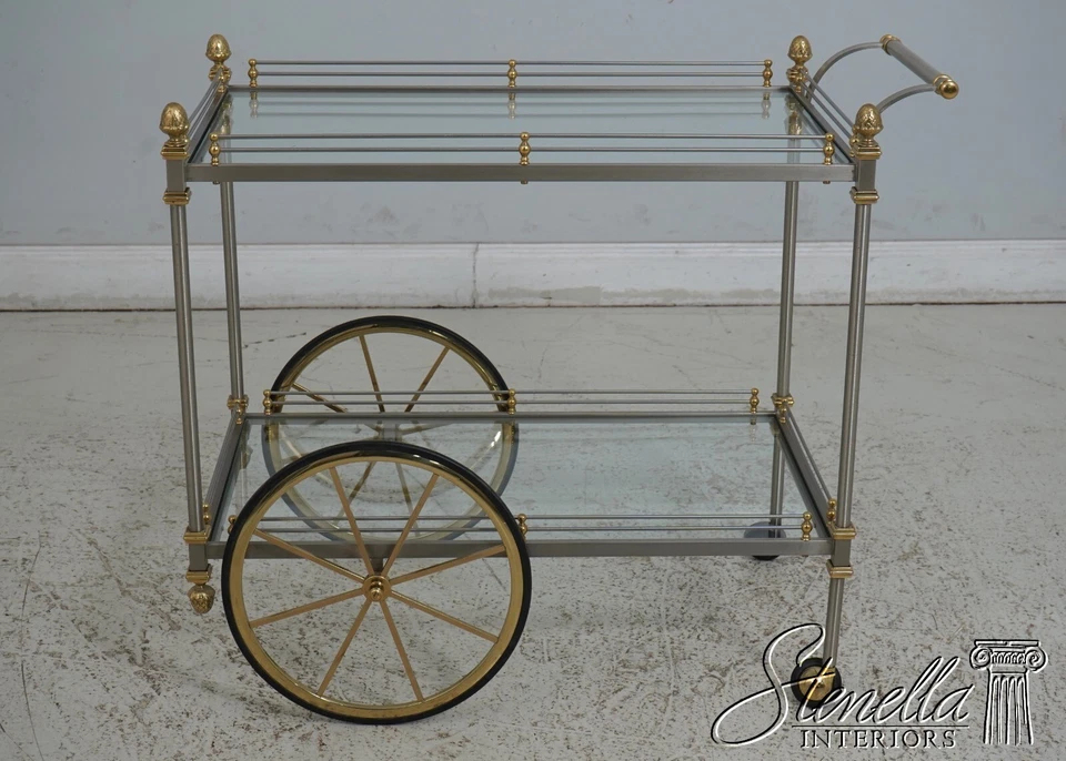 66977: Carrito de té de latón y acero estilo Regencia servidor de postres Foto 2 de 4