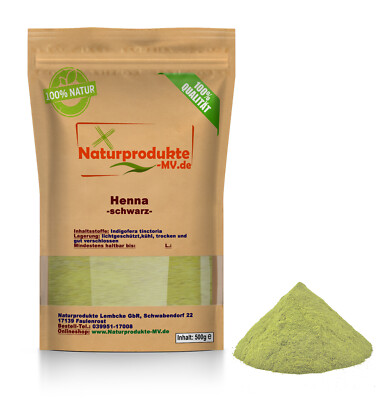 (25,90 EUR/kg) Henna Pulver schwarz (500 g) Hennapulver natürliche Haarfarbe