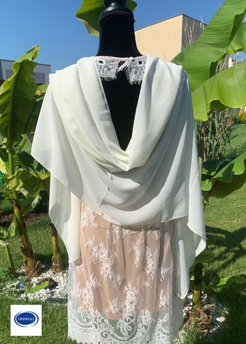XXL Estola Paño Novia Chaqueta Blanco Marfil Bolero Novia Chaqueta Novia Bolero Crema - Imagen 4 de 12
