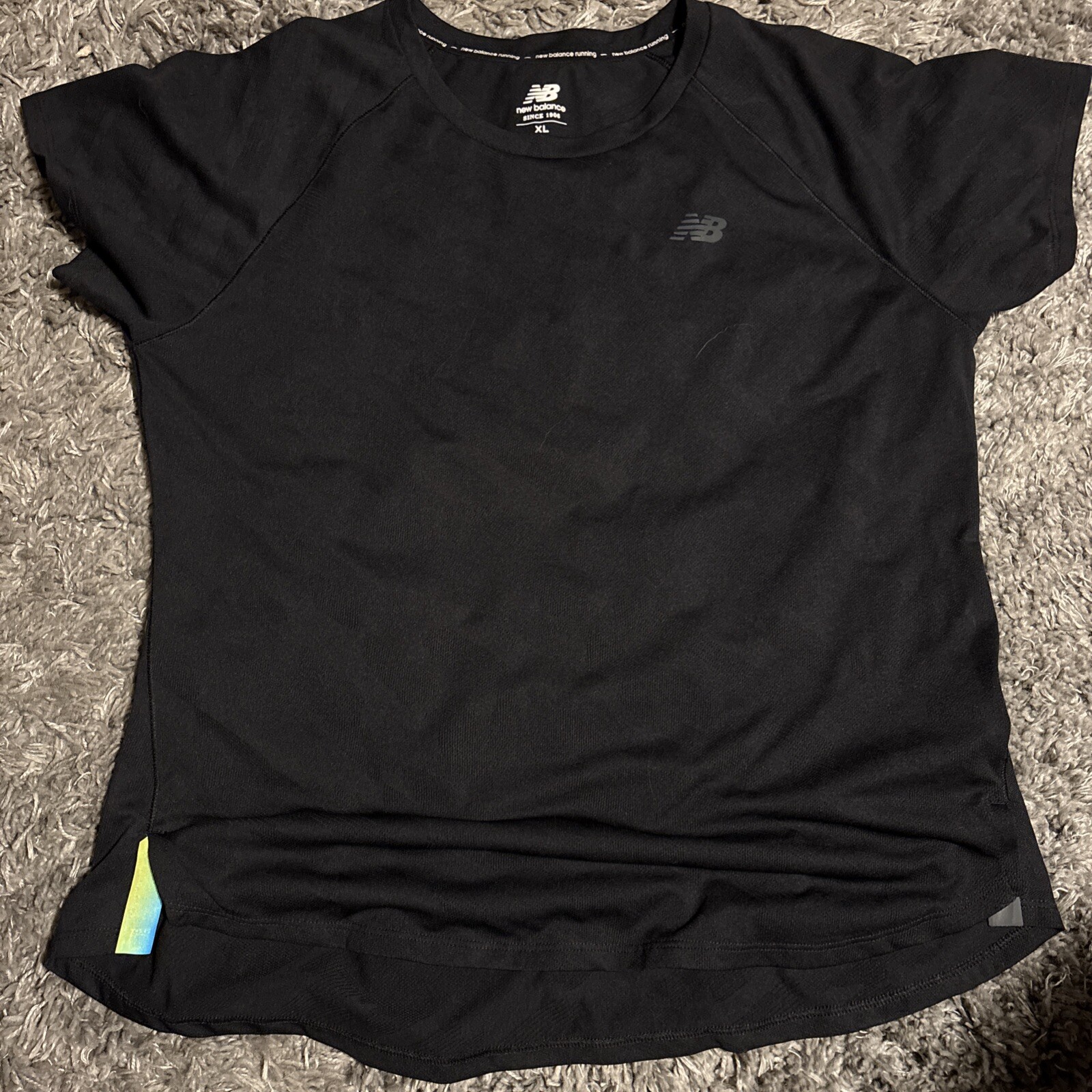 New Balance running shirt t-shirt black with reflective material, lightweight XL